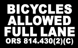 Bicycles Allowed Full Lane sticker