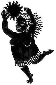 Black woman dancing with sun